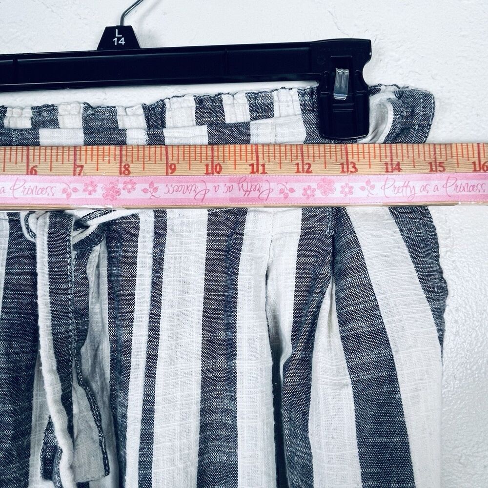 Indigo Rising Linen Cotton Wide Leg Pants Striped Belted Women’s M - Picture 10 of 12